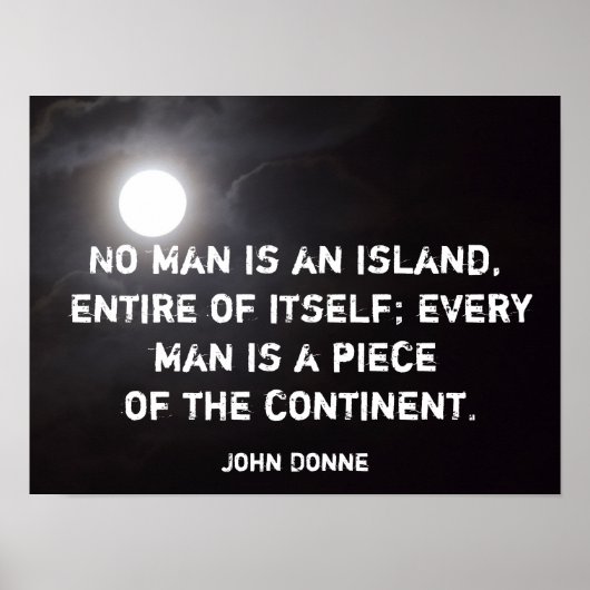 Geen mens is een eiland -poster John Donne citaat Poster (Voorkant)
