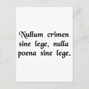 Geen misdaad en geen straf zonder wet. briefkaart