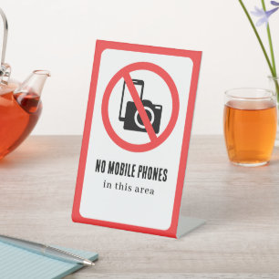 Geen mobiele telefoons reclamebord met voetstuk