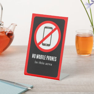 Geen mobiele telefoons reclamebord met voetstuk