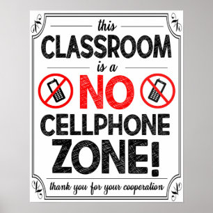 Geen mobiele telefoons toegestaan Poster in klaslo