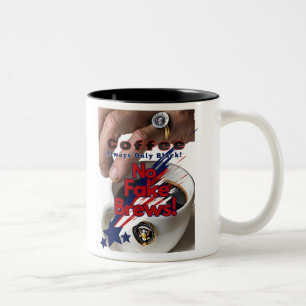 Geen nepbrouwsels! Zwarte koffie zegel van goedkeu Tweekleurige Koffiemok