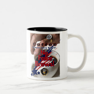 Geen nepbrouwsels! Zwarte koffie zegel van goedkeu Tweekleurige Koffiemok
