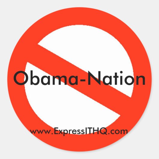 Geen Obama-natie, www.ExpressITHQ.com Ronde Sticker (Voorkant)