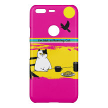Geen ochtendkat grappige iPhone hoes – Fuchsia