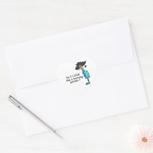 Geen ochtendmens hart sticker (Envelop)