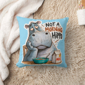 🦛😴 Geen Ochtendnijlpaard – Grappige Worp Kussen