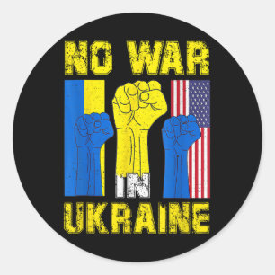 Geen oorlog in Oekraïne steunt Amerikaanse Oekraïe Ronde Sticker