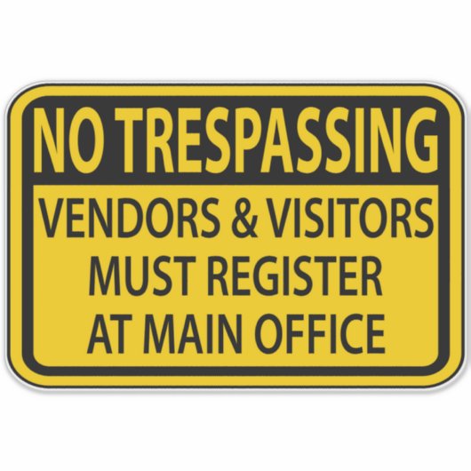 Geen overtreding U moet zich aanmelden bij de Main Sticker (Voorkant)