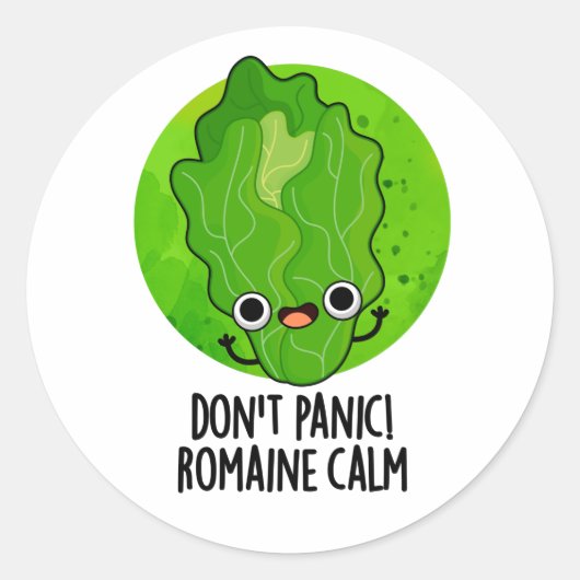 Geen paniek Romaine Calm Grappige Veggie Pun Ronde Sticker (Voorkant)