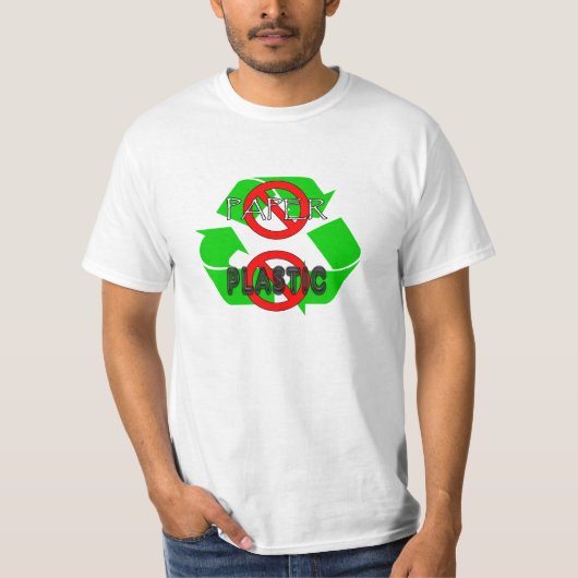 Geen papier Geen plastic Recyclen T-shirt (Voorkant)