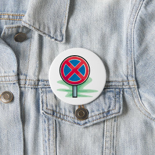 Geen parkeerwegbord rood blauw verkeerssymbool ronde button 7,6 cm