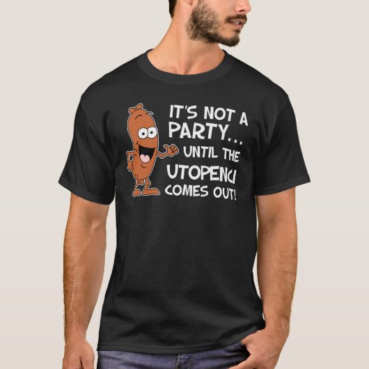 Geen partij tot Utopenci uit Tsjechische worst kom T-shirt (Voorkant)