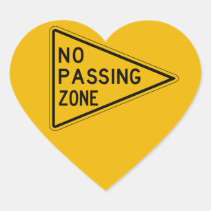 Geen Passing Zone, verkeerswaarschuwingsteken, VS Hart Sticker