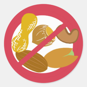 Geen Peanuts of Nuts Food Allergie Alert Stickers