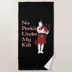 Geen peking onder mijn kilt Funny Scottish Strandlaken