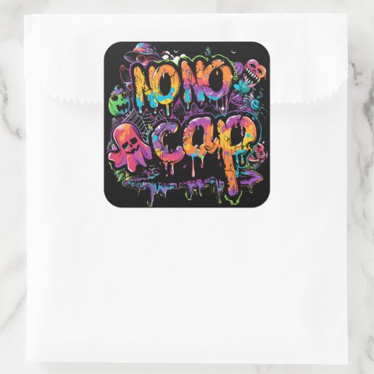 Geen pet | ExDesigner | Halloween Vierkante Sticker (Tas)