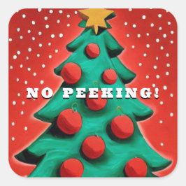 Geen pieken onder de kerstboom vierkante sticker