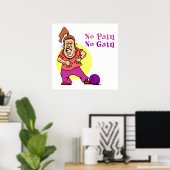 geen pijn , geen aanwinst grappig bowlingontwerp poster (Thuiskantoor)