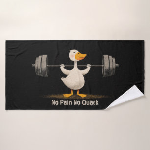 Geen Pijn Geen Gehak – Grappige Gym Eend Kunst Badhanddoek