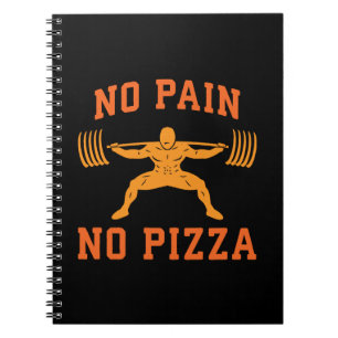 Geen pijn, geen pizza - Carbs - Grappige Workout n Notitieboek