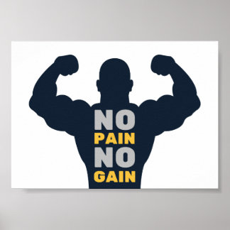 Geen pijn Geen windenergie Bodybuilder Gym Motivat Poster