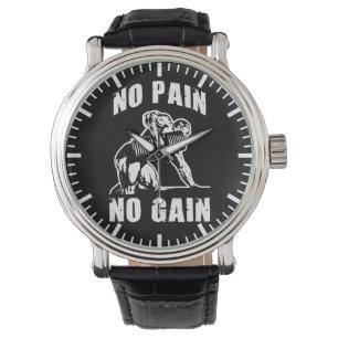 GEEN PIJN, GEEN WINST. Bodybuilding Workout Motiva Horloge