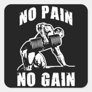 GEEN PIJN, GEEN WINST. Bodybuilding Workout Motiva Vierkante Sticker