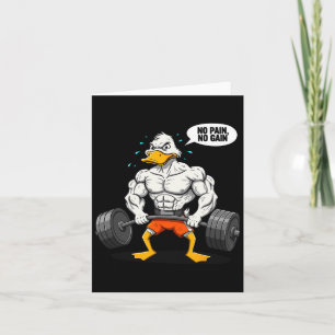 Geen pijn Geen winst Grappig Eend Gewichtheffer Jo Kaart