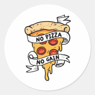 Geen pizza, geen winst ronde sticker
