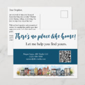 Geen Plaats Als Thuis Vastgoed Blauwe Marketing Briefkaart (Voorkant / Achterkant)