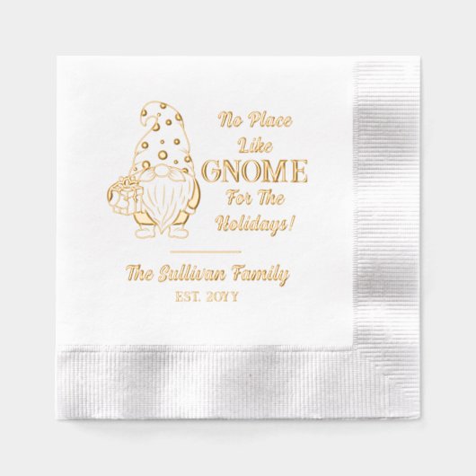 Geen plaats zoals Gnome Kerstmis Familienaam Datum Folie Servetten (Voorkant)