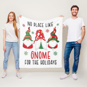 Geen plaats zoals Gnome voor de Feestdagen kerstwo Fleece Deken