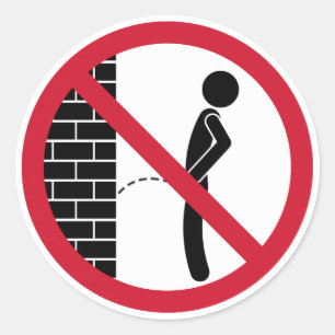 Geen plassen verboden teken ronde sticker