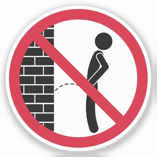 Geen plassen verboden teken sticker (Voorkant)