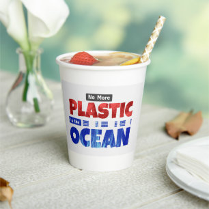 Geen plastic meer in de oceaan Zeeverontreinigin Papieren Bekers