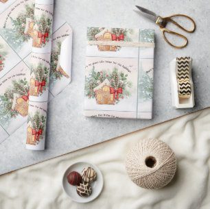 Geen plek zoals thuis Gingerbread House Kerstmis Cadeaupapier