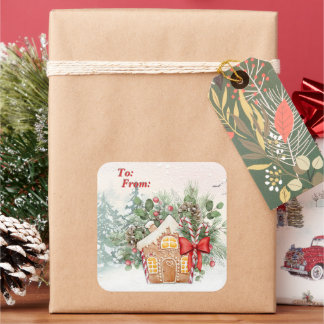 Geen plek zoals thuis | Gingerbread House Kerstmis Vierkante Sticker