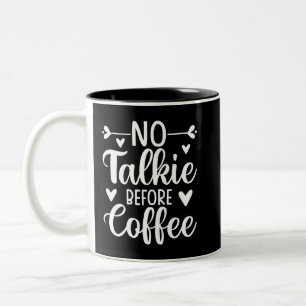 Geen praatje voor koffie tweekleurige koffiemok