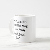 Geen praatjes koffiemok (Voorkant links)