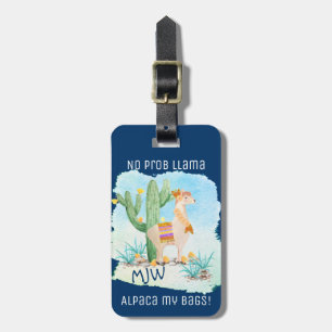 Geen Prob Llama Alpaca Mijn Tassen - Blauw Geperso Bagagelabel