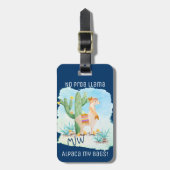 Geen Prob Llama Alpaca My Bags - Blauw op maat Bagagelabel (Voorkant verticaal)