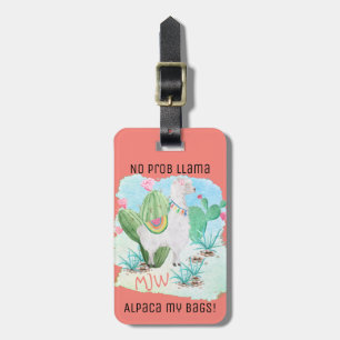 Geen Prob Llama Alpaca My Bags - Koraal op maat Bagagelabel