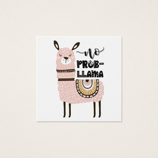 Geen Prob-Llama Cute Funny Vierkante Visitekaartjes (Voorkant)