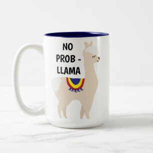 Geen Prob Llama Cute Illustratie Tweekleurige Koffiemok