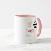 Geen Prob-Llama Funny  Floral Pink Llama Mok (Voorkant rechts)