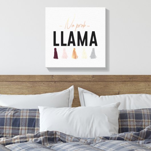 Geen Prob Llama | Goudtassels Canvas Afdruk (Insitu (Slaapkamer))