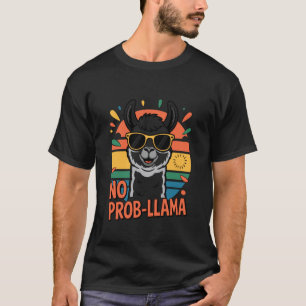 Geen Prob Llama Grappig Dier Stunt Zonnebril Retro T-shirt