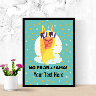 Geen-Prob-Llama Grappige Cute Llama met Sterren Poster