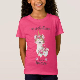 Geen prob-Llama - Ik ben een Unicorn - Roze Floral T-shirt